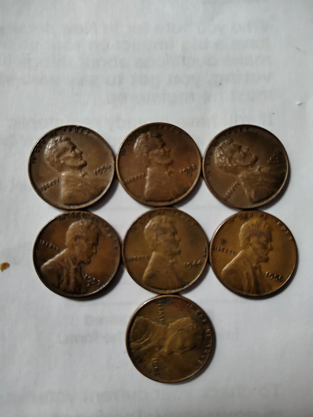 Vintage Lincoln Wheat Pennies - Group of 7 - Brown/Copper